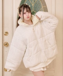 ケーブル小花柄リバーシブル中綿
