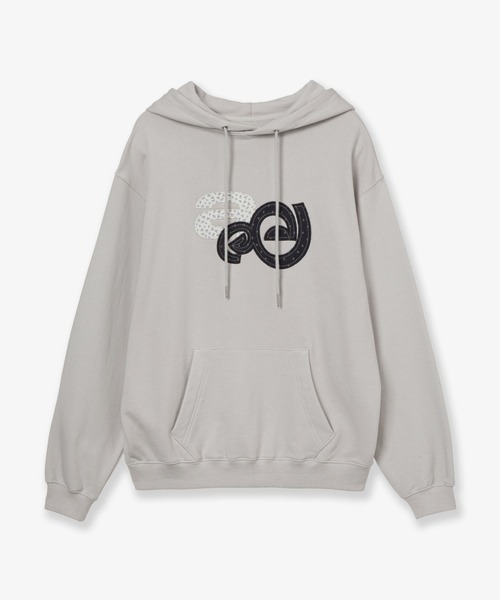 aeae ロゴ　パーカー　フーディー　グレー APPLIQUE FLOWER LOGO HOODIE（パーカー）｜aeae（エーイーエーイー
