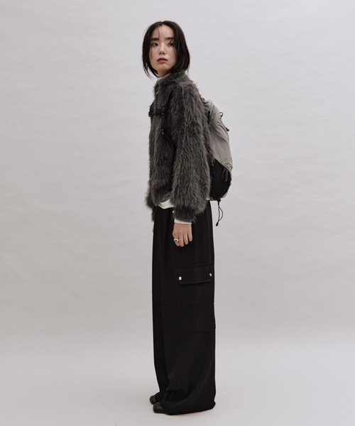 ANF.MUU(アンフムー)の「シャギーダブルジップカーディガン(カーディガン/ボレロ・レディース・アイボリー/ブラウン/チャコールグレー・FREE)」の5枚目の写真