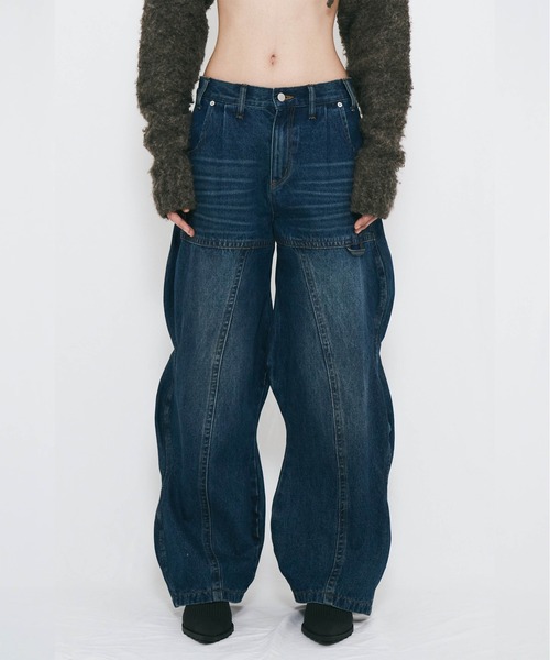 VIAVANDA(ヴィアヴァンダ)の「WAVE DENIM PANTS(デニムパンツ・レディース・ブルー/インディゴブルー・SMALL/MEDIUM)」の2枚目の写真