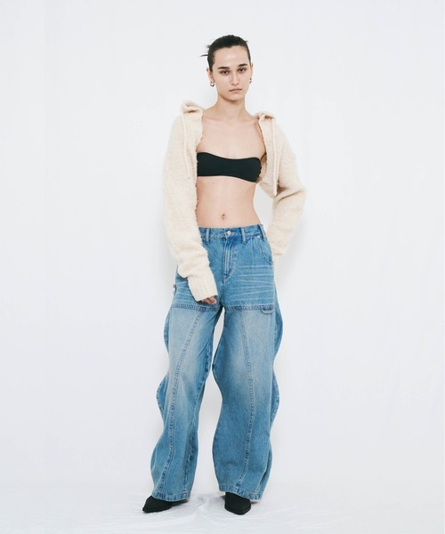 VIAVANDA(ヴィアヴァンダ)の「WAVE DENIM PANTS(デニムパンツ・レディース・ブルー/インディゴブルー・SMALL/MEDIUM)」の5枚目の写真