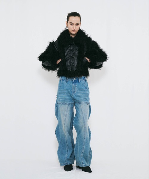 VIAVANDA(ヴィアヴァンダ)の「WAVE DENIM PANTS(デニムパンツ・レディース・ブルー/インディゴブルー・SMALL/MEDIUM)」の6枚目の写真