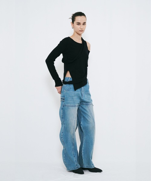 VIAVANDA(ヴィアヴァンダ)の「WAVE DENIM PANTS(デニムパンツ・レディース・ブルー/インディゴブルー・SMALL/MEDIUM)」の7枚目の写真