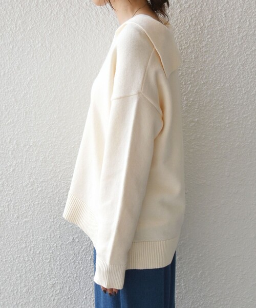 SHIPS Colors(シップス カラーズ)の「〈手洗い可能〉セーラーカラー ニット◆(ニット/セーター・レディース・オフホワイト/レッド/ネイビー・ONE SIZE)」の14枚目の写真