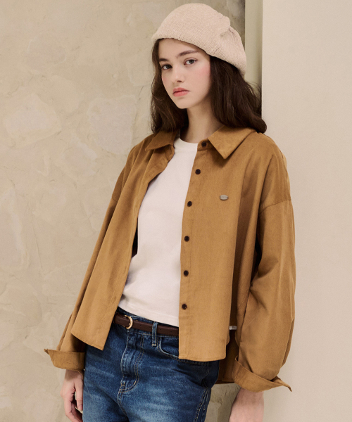 LUSIDA（ルシダ）の「LEVARN2 コーデュロイシャツ_4 Colors（シャツ/ブラウス・レディース・パープル/ライトイエロー/キャメル/チャコール・FREE）」の5枚目の写真