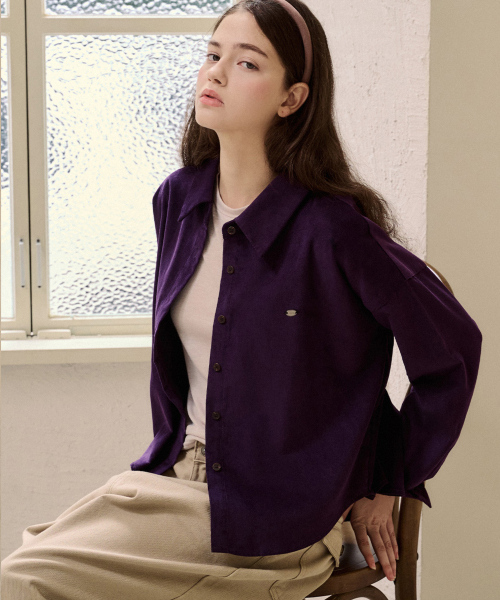 LUSIDA（ルシダ）の「LEVARN2 コーデュロイシャツ_4 Colors（シャツ/ブラウス・レディース・パープル/ライトイエロー/キャメル/チャコール・FREE）」の8枚目の写真