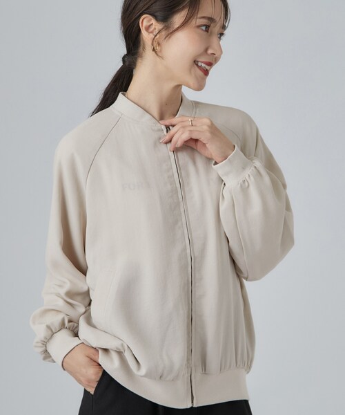 SHOO・LA・RUE(シューラルー)の「【S-LL】洗濯後しわになりにくい 麻調リブブルゾン(ブルゾン・レディース・ブラック/ライトベージュ/ブラウン系その他・01/02/03/04)」の3枚目の写真