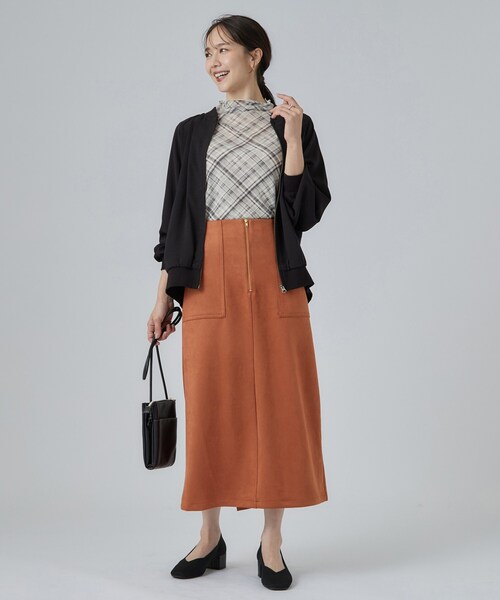 SHOO・LA・RUE(シューラルー)の「【S-LL】洗濯後しわになりにくい 麻調リブブルゾン(ブルゾン・レディース・ブラック/ライトベージュ/ブラウン系その他・01/02/03/04)」の6枚目の写真