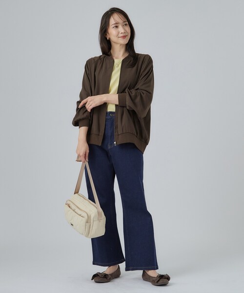 SHOO・LA・RUE(シューラルー)の「【S-LL】洗濯後しわになりにくい 麻調リブブルゾン(ブルゾン・レディース・ブラック/ライトベージュ/ブラウン系その他・01/02/03/04)」の10枚目の写真