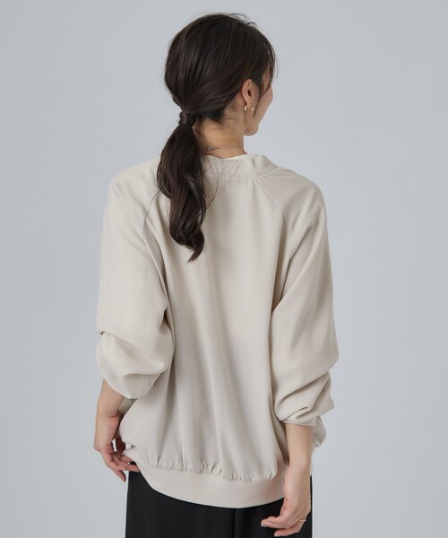 SHOO・LA・RUE(シューラルー)の「【S-LL】洗濯後しわになりにくい 麻調リブブルゾン(ブルゾン・レディース・ブラック/ライトベージュ/ブラウン系その他・01/02/03/04)」の13枚目の写真