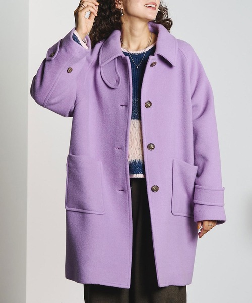 ROSE BUD（ローズバッド）の「STAND FALL COLLAR COAT（ステンカラーコート・レディース・ベージュ/パープル/ブラック・M/S）」の3枚目の写真