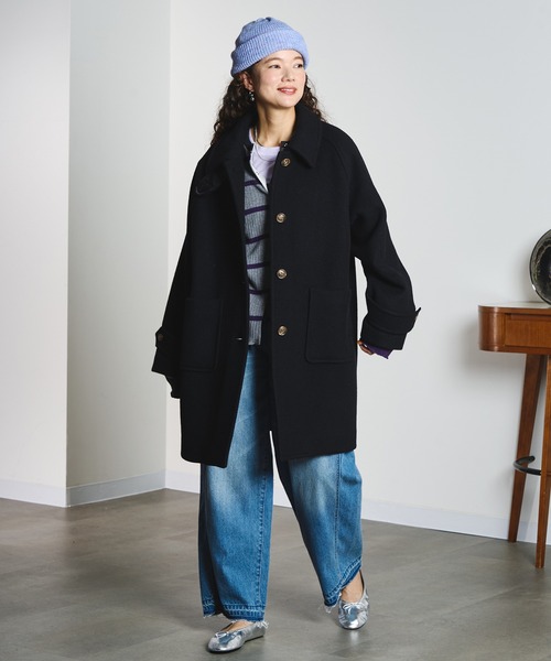 ROSE BUD（ローズバッド）の「STAND FALL COLLAR COAT（ステンカラーコート・レディース・ベージュ/パープル/ブラック・M/S）」の22枚目の写真