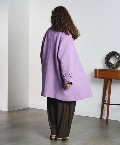 ROSE BUD（ローズバッド）の「STAND FALL COLLAR COAT（ステンカラーコート・レディース・ベージュ/パープル/ブラック・M/S）」の4枚目の写真