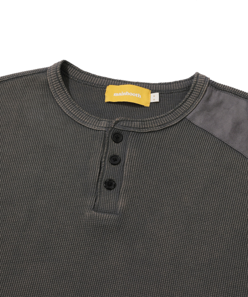 MAINBOOTH（メインブース）の「Washed Henley T-shirt(CHARCOAL)（Tシャツ/カットソー・レディース・その他・S-M/LARGE）」の5枚目の写真