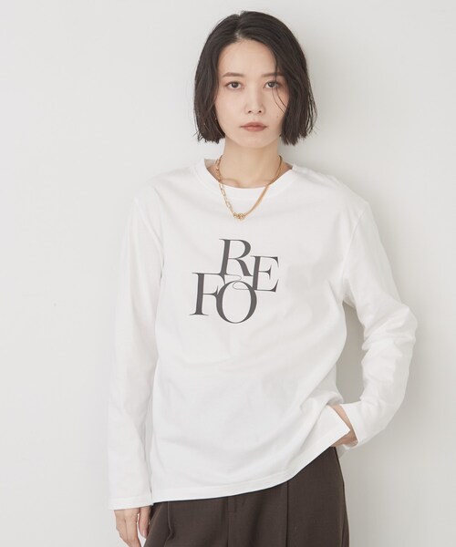 OPAQUE.CLIP(オペークドットクリップ)の「ロゴアソートロングTシャツ【洗濯機OK】(Tシャツ/カットソー・レディース・ホワイト/ブラウン系その他/ライトベージュ・00)」の4枚目の写真