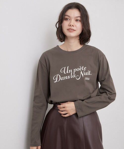 OPAQUE.CLIP(オペークドットクリップ)の「ロゴアソートロングTシャツ【洗濯機OK】(Tシャツ/カットソー・レディース・ホワイト/ブラウン系その他/ライトベージュ・00)」の8枚目の写真