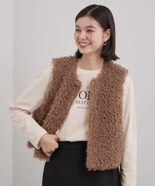 OPAQUE.CLIP(オペークドットクリップ)の「ロゴアソートロングTシャツ【洗濯機OK】(Tシャツ/カットソー・レディース・ホワイト/ブラウン系その他/ライトベージュ・00)」の12枚目の写真