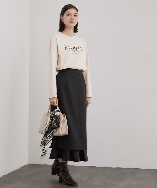 OPAQUE.CLIP(オペークドットクリップ)の「ロゴアソートロングTシャツ【洗濯機OK】(Tシャツ/カットソー・レディース・ホワイト/ブラウン系その他/ライトベージュ・00)」の13枚目の写真