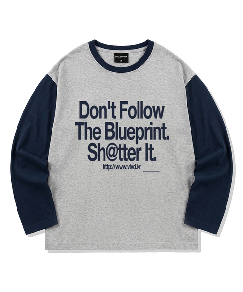 Viva La Vida(ヴィヴァ ラ ヴィダ)の「DEFY カラー ブロック ロングスリーブ Tシャツ(Tシャツ/カットソー・メンズ・チャコールグレー/チャコール/ダークブルー・SMALL/MEDIUM/LARGE)」の1枚目の写真