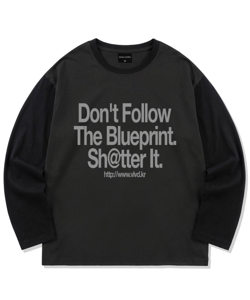 Viva La Vida(ヴィヴァ ラ ヴィダ)の「DEFY カラー ブロック ロングスリーブ Tシャツ(Tシャツ/カットソー・メンズ・チャコールグレー/チャコール/ダークブルー・SMALL/MEDIUM/LARGE)」の5枚目の写真