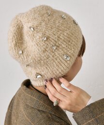 ear PAPILLONNER（イアパピヨネ）の「ビジューニット帽【SUM1 STYLE】（ニットキャップ/ビーニー）」