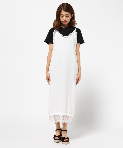 Re:EDIT（リエディ）の「ランジェリー風キャミワンピース[春夏新作][Re:EDIT/リエディ][リエディオリジナル]（ワンピース・レディース・ブラック/ホワイト・MEDIUM/LARGE）」の3枚目の写真