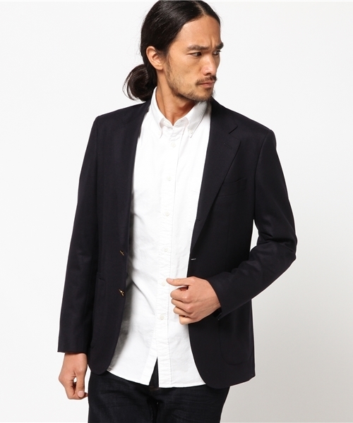 HELIOPOLE(エリオポール)の「HELIOPOLE MEN サキソニーストレッチシングルブレザージャケット(テーラードジャケット・メンズ・キャメル/ネイビー・48/46/44)」の1枚目の写真