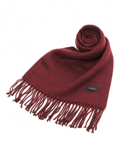 RAGEBLUE(レイジブルー)の「ウィンドウペンチェックマフラー/734340(マフラー・メンズ・グレー系その他/ネイビー/ワインレッド・FREE)」の3枚目の写真