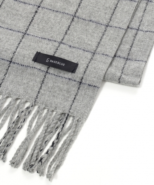 RAGEBLUE(レイジブルー)の「ウィンドウペンチェックマフラー/734340(マフラー・メンズ・グレー系その他/ネイビー/ワインレッド・FREE)」の4枚目の写真