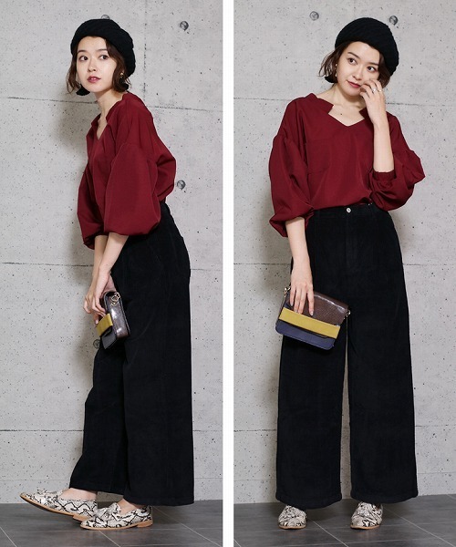 reca(レカ)の「【reca大人気アイテム】大人Vネックバルーンスリーブブラウス(シャツ/ブラウス・レディース・ネイビー/ラベンダー/シルバー系その他/ブラック/オフホワイト/ダークグリーン/ボルドー/キャメル・FREE)」の14枚目の写真