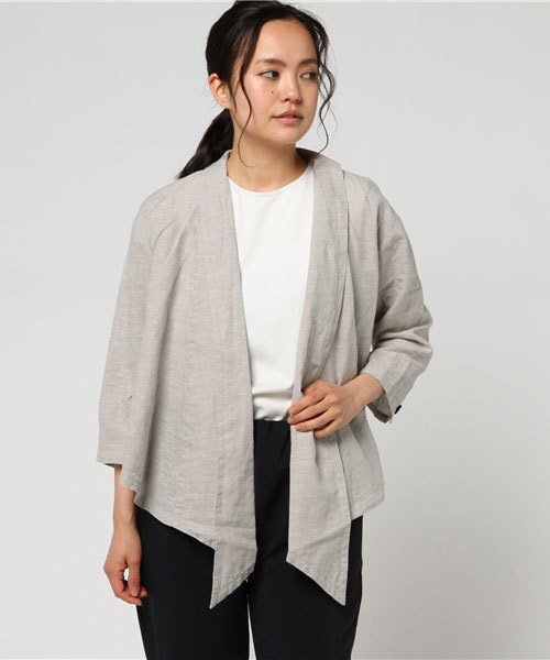 LBC（エルビーシー）の「リネンコットンジャケット（その他アウター・レディース・ライトグレー/オフホワイト・MEDIUM/LARGE）」の2枚目の写真