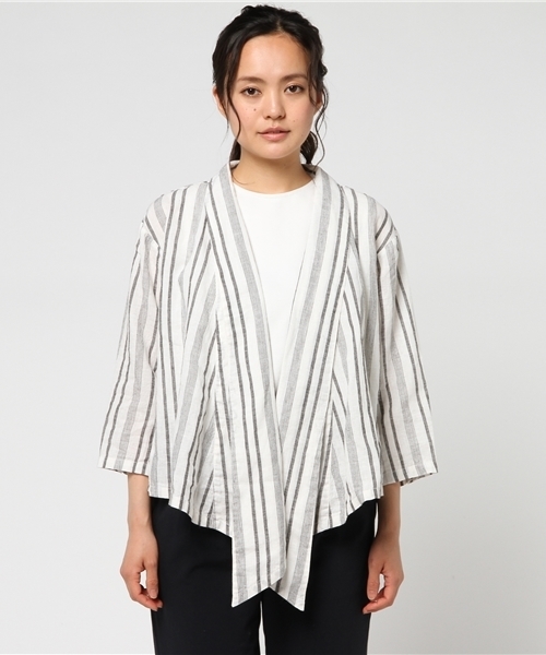 LBC（エルビーシー）の「リネンコットンジャケット（その他アウター・レディース・ライトグレー/オフホワイト・MEDIUM/LARGE）」の4枚目の写真