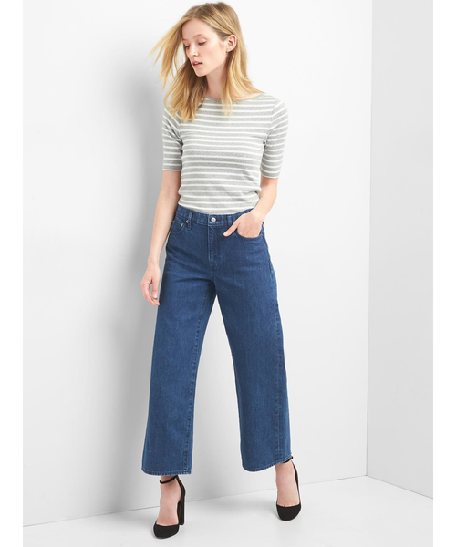 *MAXMARA* ハイライズ ワイドレッグビジネスジーンズ デニム ZARA ハイウエストワイドレッグクロスベルトジーンズ