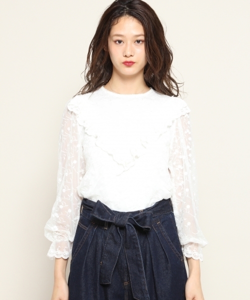 PAGEBOY（ページボーイ）の「チュールレースフリルブラウス（シャツ/ブラウス・レディース・オフホワイト/グリーン/ブラック・FREE）」の19枚目の写真