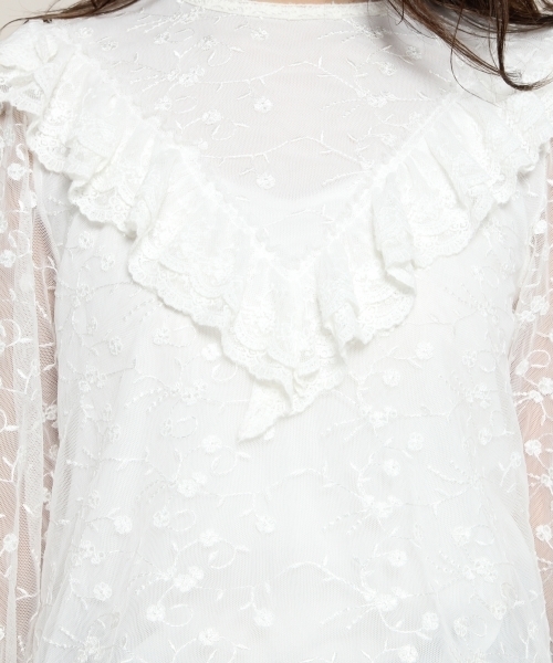 PAGEBOY（ページボーイ）の「チュールレースフリルブラウス（シャツ/ブラウス・レディース・オフホワイト/グリーン/ブラック・FREE）」の13枚目の写真