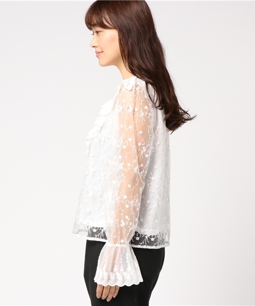 PAGEBOY（ページボーイ）の「チュールレースフリルブラウス（シャツ/ブラウス・レディース・オフホワイト/グリーン/ブラック・FREE）」の5枚目の写真
