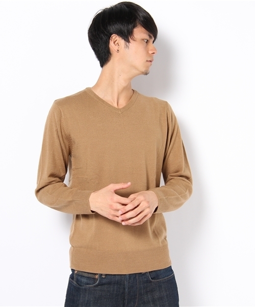 WEGO（ウィゴー）の「カシミヤタッチVネックニット（ニット/セーター・メンズ・ホワイト/ベージュ/ケリー/ロイヤルブルー/ワイン/ブラック/ネイビー/レッド/ダークグレー/ライトベージュ/ライトピンク/ダークグリーン・MEDIUM/LARGE）」の22枚目の写真