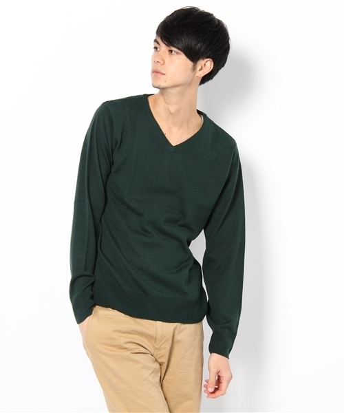 WEGO（ウィゴー）の「カシミヤタッチVネックニット（ニット/セーター・メンズ・ホワイト/ベージュ/ケリー/ロイヤルブルー/ワイン/ブラック/ネイビー/レッド/ダークグレー/ライトベージュ/ライトピンク/ダークグリーン・MEDIUM/LARGE）」の18枚目の写真