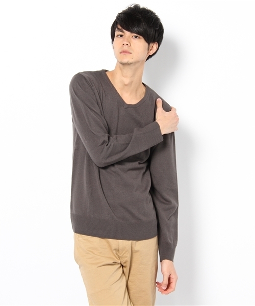 WEGO（ウィゴー）の「カシミヤタッチVネックニット（ニット/セーター・メンズ・ホワイト/ベージュ/ケリー/ロイヤルブルー/ワイン/ブラック/ネイビー/レッド/ダークグレー/ライトベージュ/ライトピンク/ダークグリーン・MEDIUM/LARGE）」の19枚目の写真