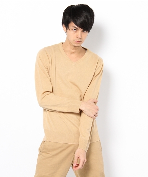 WEGO（ウィゴー）の「カシミヤタッチVネックニット（ニット/セーター・メンズ・ホワイト/ベージュ/ケリー/ロイヤルブルー/ワイン/ブラック/ネイビー/レッド/ダークグレー/ライトベージュ/ライトピンク/ダークグリーン・MEDIUM/LARGE）」の20枚目の写真