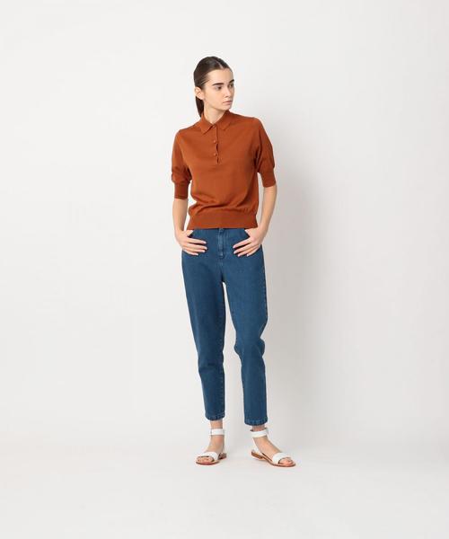 Steven Alan（スティーブンアラン）の「＜Steven Alan＞COTTON/SILK HIGH GAUGE POLO-SHIRT/ポロシャツ（ポロシャツ・レディース・オフホワイト/オレンジ系その他/ネイビー・FREE）」の5枚目の写真