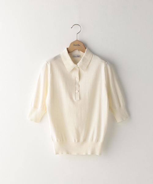 Steven Alan（スティーブンアラン）の「＜Steven Alan＞COTTON/SILK HIGH GAUGE POLO-SHIRT/ポロシャツ（ポロシャツ・レディース・オフホワイト/オレンジ系その他/ネイビー・FREE）」の13枚目の写真