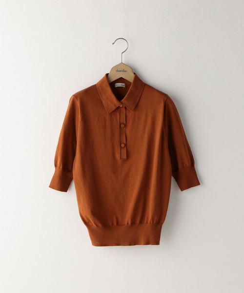 Steven Alan（スティーブンアラン）の「＜Steven Alan＞COTTON/SILK HIGH GAUGE POLO-SHIRT/ポロシャツ（ポロシャツ・レディース・オフホワイト/オレンジ系その他/ネイビー・FREE）」の16枚目の写真