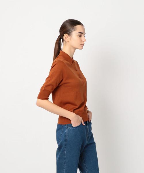 Steven Alan（スティーブンアラン）の「＜Steven Alan＞COTTON/SILK HIGH GAUGE POLO-SHIRT/ポロシャツ（ポロシャツ・レディース・オフホワイト/オレンジ系その他/ネイビー・FREE）」の19枚目の写真