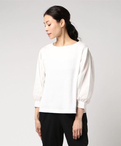 LOWRYS FARM（ローリーズファーム）の「リブソデパフプルオーバー　788910 （Tシャツ/カットソー・レディース・ネイビー/グレー/オフホワイト/ホワイト×ブラック・LARGE/MEDIUM）」の20枚目の写真