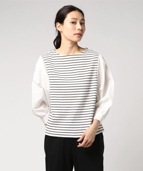 LOWRYS FARM（ローリーズファーム）の「リブソデパフプルオーバー　788910 （Tシャツ/カットソー・レディース・ネイビー/グレー/オフホワイト/ホワイト×ブラック・LARGE/MEDIUM）」の19枚目の写真