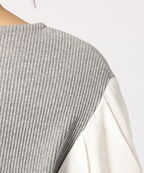 LOWRYS FARM（ローリーズファーム）の「リブソデパフプルオーバー　788910 （Tシャツ/カットソー・レディース・ネイビー/グレー/オフホワイト/ホワイト×ブラック・LARGE/MEDIUM）」の15枚目の写真