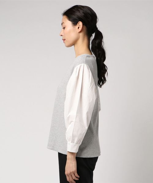 LOWRYS FARM（ローリーズファーム）の「リブソデパフプルオーバー　788910 （Tシャツ/カットソー・レディース・ネイビー/グレー/オフホワイト/ホワイト×ブラック・LARGE/MEDIUM）」の5枚目の写真