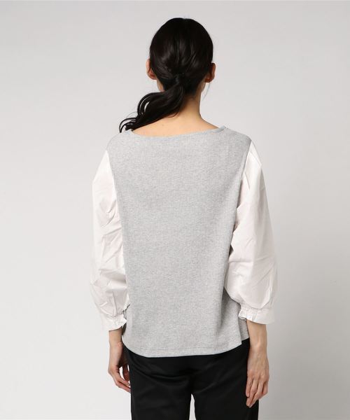 LOWRYS FARM（ローリーズファーム）の「リブソデパフプルオーバー　788910 （Tシャツ/カットソー・レディース・ネイビー/グレー/オフホワイト/ホワイト×ブラック・LARGE/MEDIUM）」の6枚目の写真