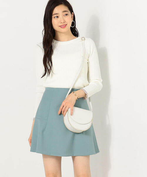 Jewel Changes（ジュエルチェンジズ）の「JOC PE/R 切り替え セミフレア ミニスカート（スカート・レディース・ターコイズブルー/オリーブ/パープル・34/36/38）」の3枚目の写真